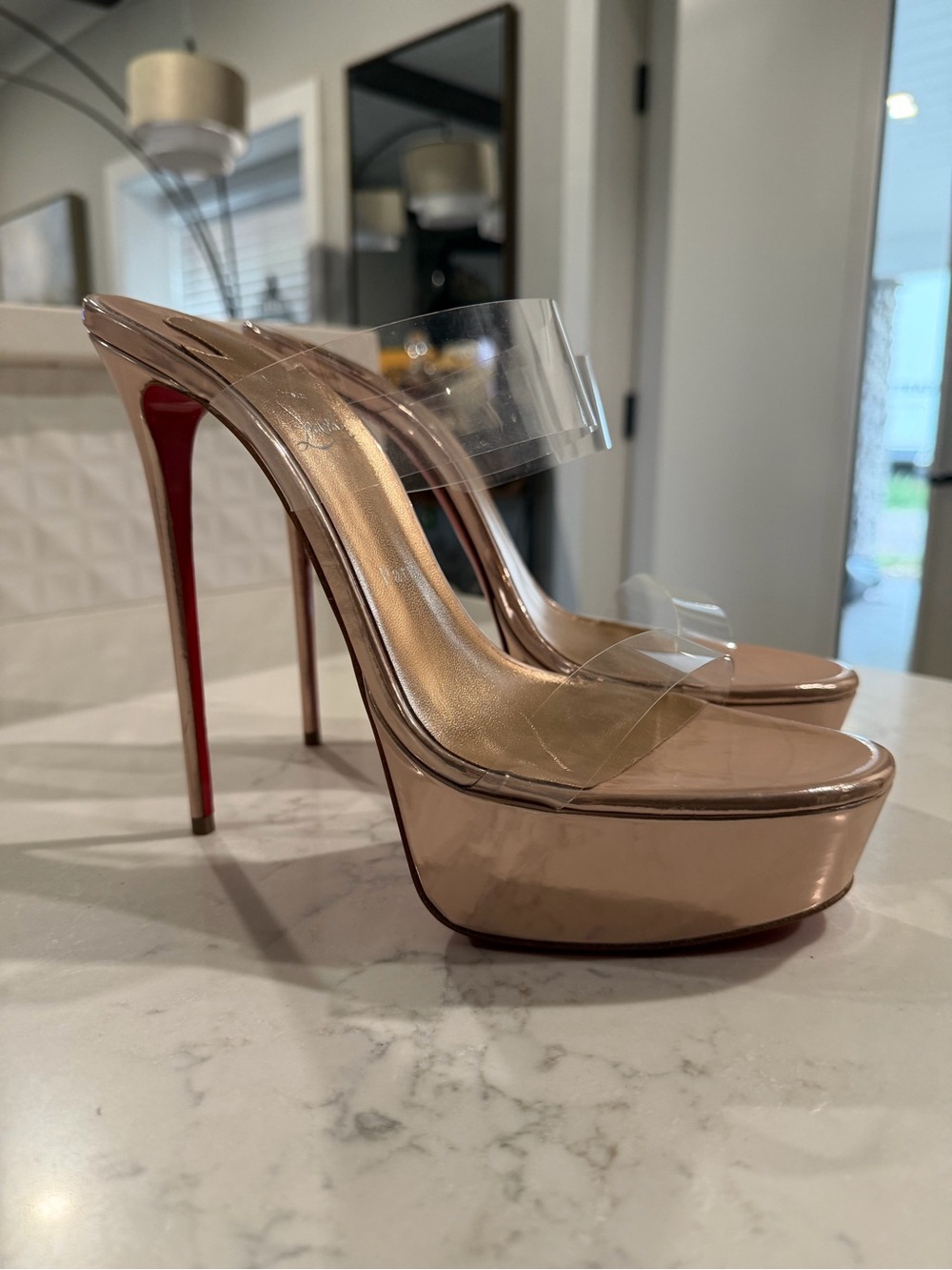 NEW Christian Louboutin 42 Cherrysandal 140 Nude Patel t Platform Stiletto shoe
